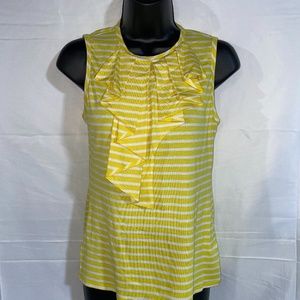 Trina Turk Women's Striped Sleeveless Tank top Ruffle Size S